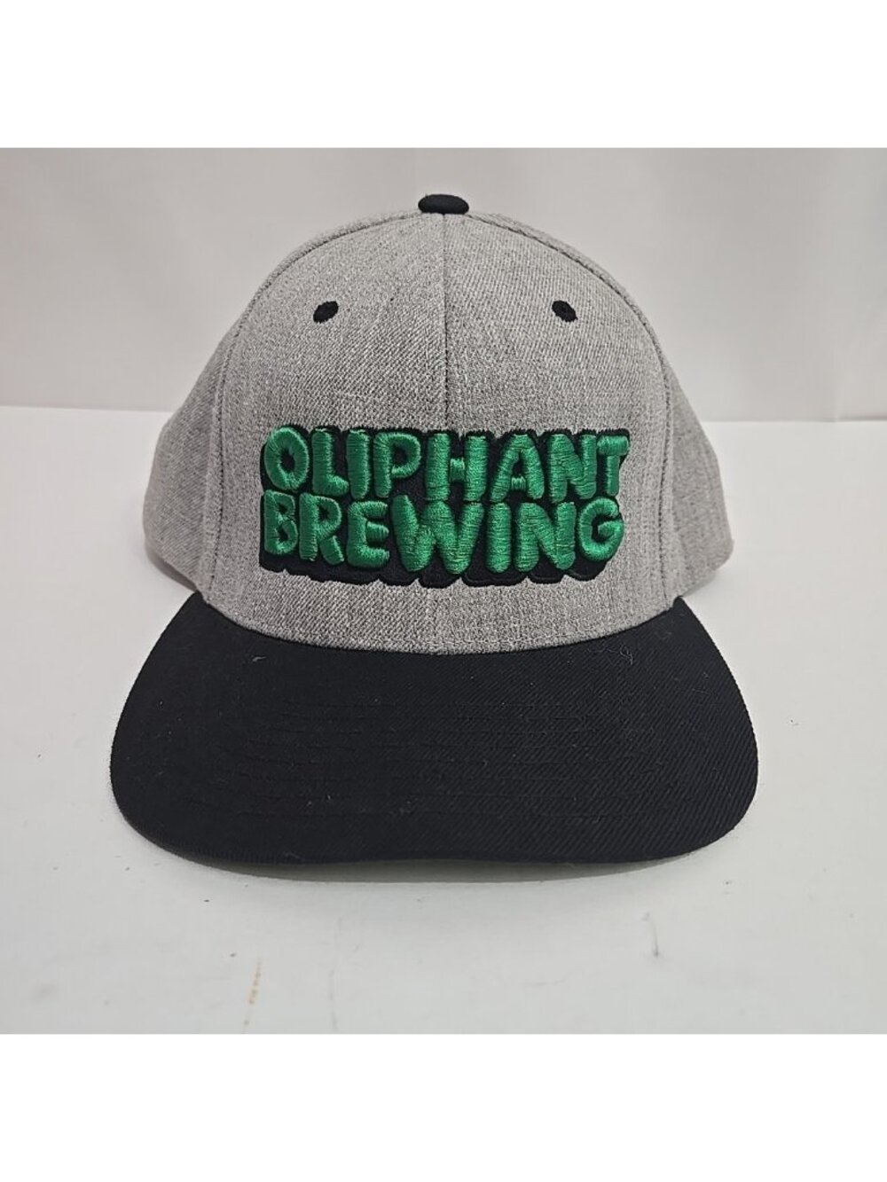 Oliphant Brewing Hat Cap Snapback Gray Black Brim Craft Beer Brewery Wisconsin